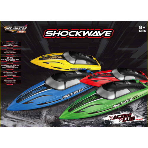 RUSCO 2 COLS. & 2.4 GIG PRO SHOCK WAVE - 25 KMH BOAT - USB - RTR - SALT WATER