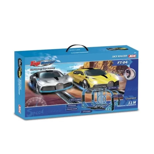 0198-RUS | 1:64 TH. GT3 BUGATTI MEGA 11 MTRS. OF SKY RACING TRACK - SLOT CAR SET | Min Qty-2