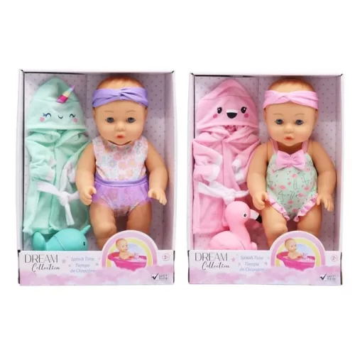 GIGO 12" 2 AST. SPLASH TIME BABY DOLL GIFT SET