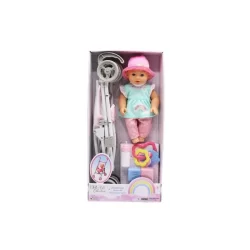 12"BABY DOLL WITH METAL STROLLER