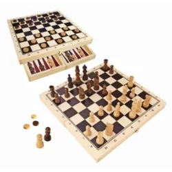 3 in 1 Chess Checkers Backgammon