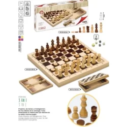 3 in 1 Game set Chess Checkers Backgammon