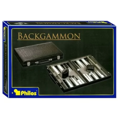 Backgammon 15" Black Crocodile