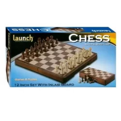 Launch Chess 12" Folding Wood round edge