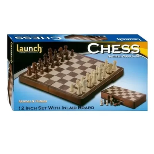 Launch Chess 15" Folding Burnt Wood