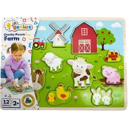 Jr.Genius Chunky Puzzle - Farm 12pce