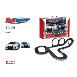 RUS-200 1:43 AUDI R8 SLOT CAR SET POLICE CHASE 8M TRACK