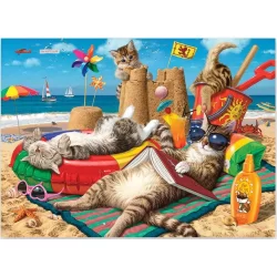 Harlington Premium 1000pce Puzzle - Cats on the Beach