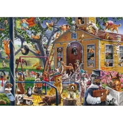 Harlington Premium 1000pce Puzzle - Naughty Dogs Schoolyard (NEW)
