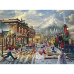 Harlington Premium Thomas Kinkade 1000pce Puzzle - Disney: Mickey & Minnie Candy Cane Express (NEW)