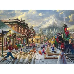 Harlington Premium Thomas Kinkade 1000pce Puzzle - Disney: Mickey & Minnie Candy Cane Express (NEW)